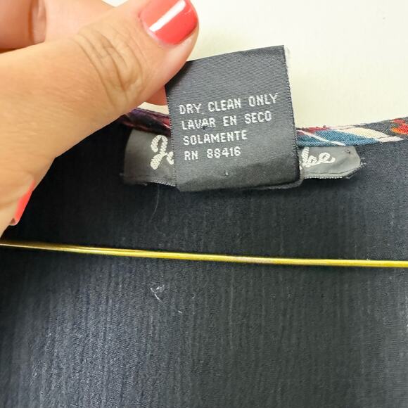 Jamie Brooke black colorful tribal print applique faux button tank midi dress 12 - Picture 5 of 6